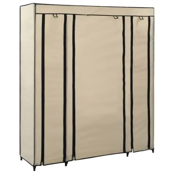 Armoire De Rangement - Armoire De Chambre Avec Compartiments Et Tiges Crème 150x45x176 Cm Tissu