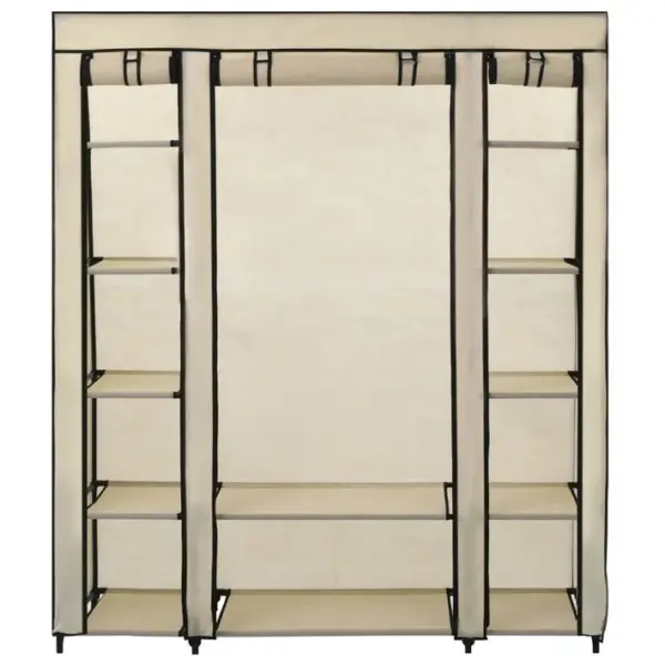 Armoire De Rangement - Armoire De Chambre Avec Compartiments Et Tiges Crème 150x45x176 Cm Tissu