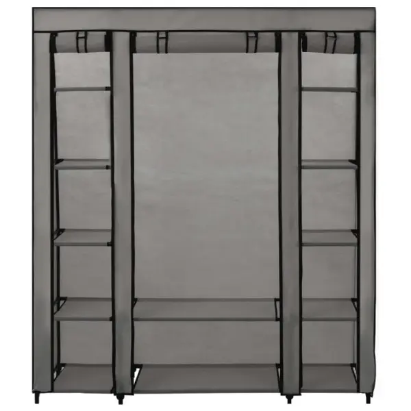 Armoire De Rangement - Armoire De Chambre Avec Compartiments Et Tiges Gris 150x45x176 Cm Tissu