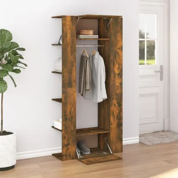 Armoire De Rangement - Armoire De Chambre Chêne Fumé 97,5x37x99 Cm Bois Dingénierie