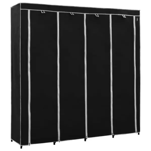 Armoire De Rangement - Armoire De Chambre Avec 4 Compartiments Noir 175x45x170 Cm