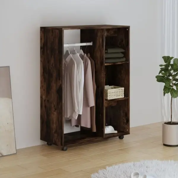 Armoire De Rangement - Armoire De Chambre Chêne Fumé 80x40x110 Cm Bois Dingénierie