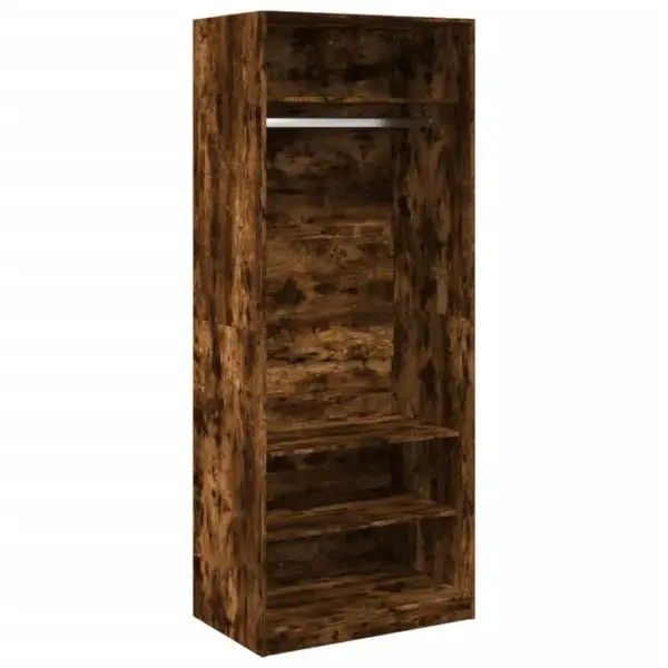 Armoire De Rangement - Armoire De Chambre Chêne Fumé 80x50x200 Cm Bois Dingénierie