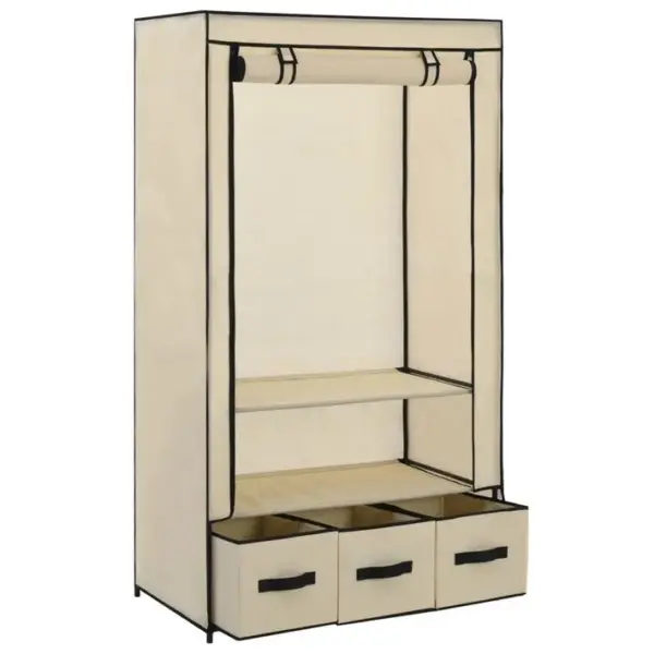 Armoire De Rangement - Armoire De Chambre Crème 87 X 49 X 159 Cm Tissu