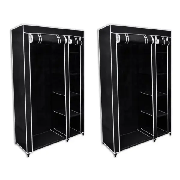 Armoire De Rangement - Armoire De Chambre En Tissu 2 Pièces Noir