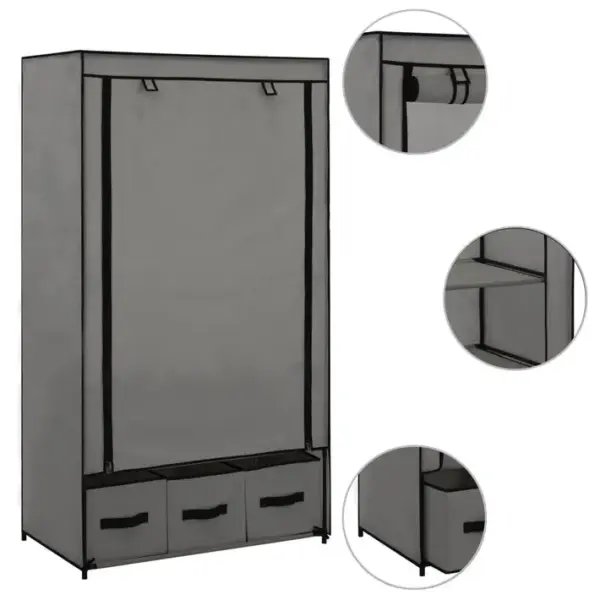 Armoire De Rangement - Armoire De Chambre Gris 87 X 49 X 159 Cm Tissu