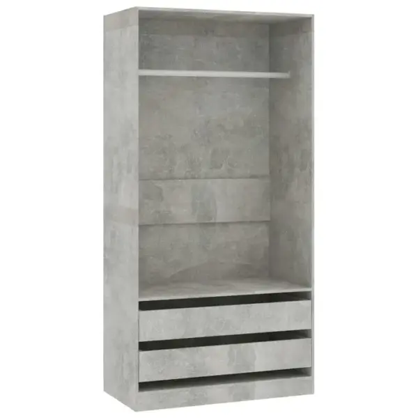 Armoire De Rangement - Armoire De Chambre Gris Béton 100x50x200 Cm Bois Dingénierie