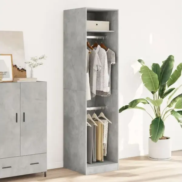 Armoire De Rangement - Armoire De Chambre Gris Béton 50 X 50 X 200 Cm Aggloméré