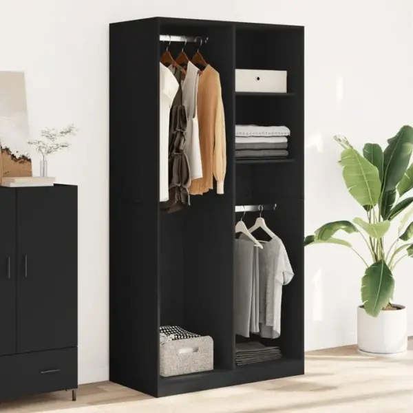 Armoire De Rangement - Armoire De Chambre Noir 100x50x200 Cm Aggloméré