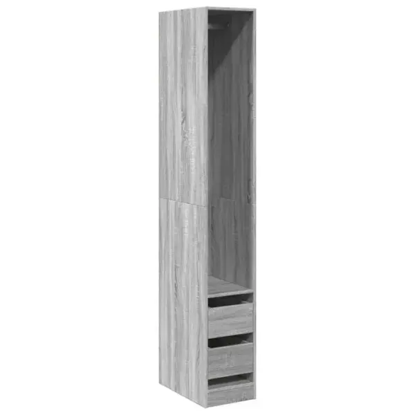 Armoire De Rangement - Armoire De Chambre Sonoma Gris 30x50x200 Cm Bois Dingénierie