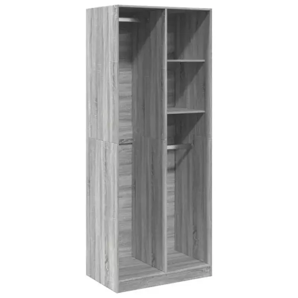 Armoire De Rangement - Armoire De Chambre Sonoma Gris 80x50x200 Cm Bois Dingénierie