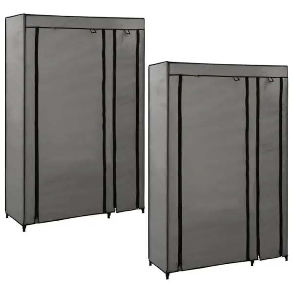 Lot De 2 Armoires De Rangement - Armoires De Chambres Pliables Gris 110x45x175 Cm Tissu