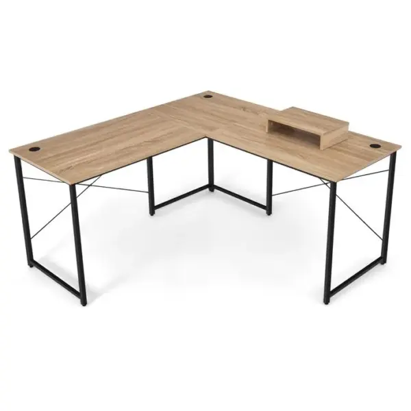 Bureau Dangle, Bureau Informatique, Bureau Détude 150 X 150 X 74 Cm Pour 2 Personnes Naturel