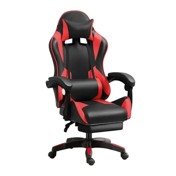 Fauteuil Gamer - Chaise Gaming - Hauteur Réglable - Support Lombaire Et Repose-pieds - Noir Et Rouge