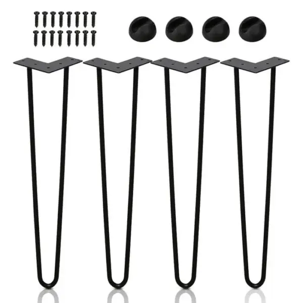 Pieds En Épingle 4x Cheveux Meubles Pieds Chemins De Table Noir 2 Support, Pour Table à Manger 40cm