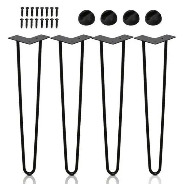 Pieds En Épingle 4x Cheveux Meubles Pieds Chemins De Table Noir 2 Support, Pour Table à Manger 61cm