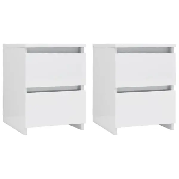 Lot De 2 Tables De Chevet - Tables De Nuit Table Dappoint Blanc Brillant Bois D?ingénierie