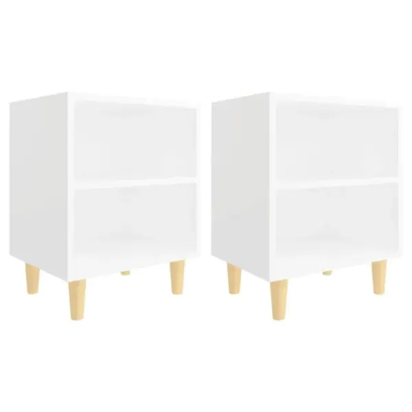 Lot De 2 Tables De Chevet - Tables De Nuit Table Dappoint Avec Pieds En Bois Blanc 40x30x50 Cm