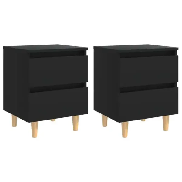 Lot De 2 Tables De Chevet - Tables De Nuit Table Dappoint Avec Pieds En Pin Noir 40x35x50 Cm