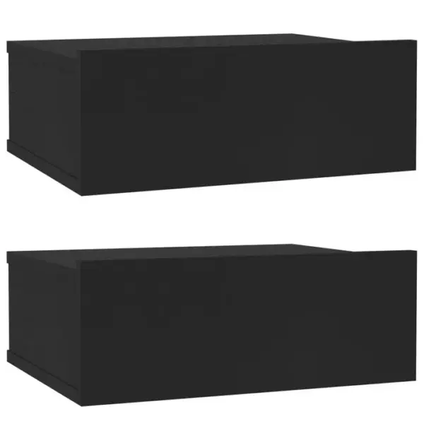 Lot De 2 Tables De Chevet Flottantes - Tables De Nuit Table Dappoint Noir 40x30x15 Cm